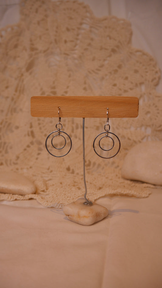 Boucle d'oreille double cercles