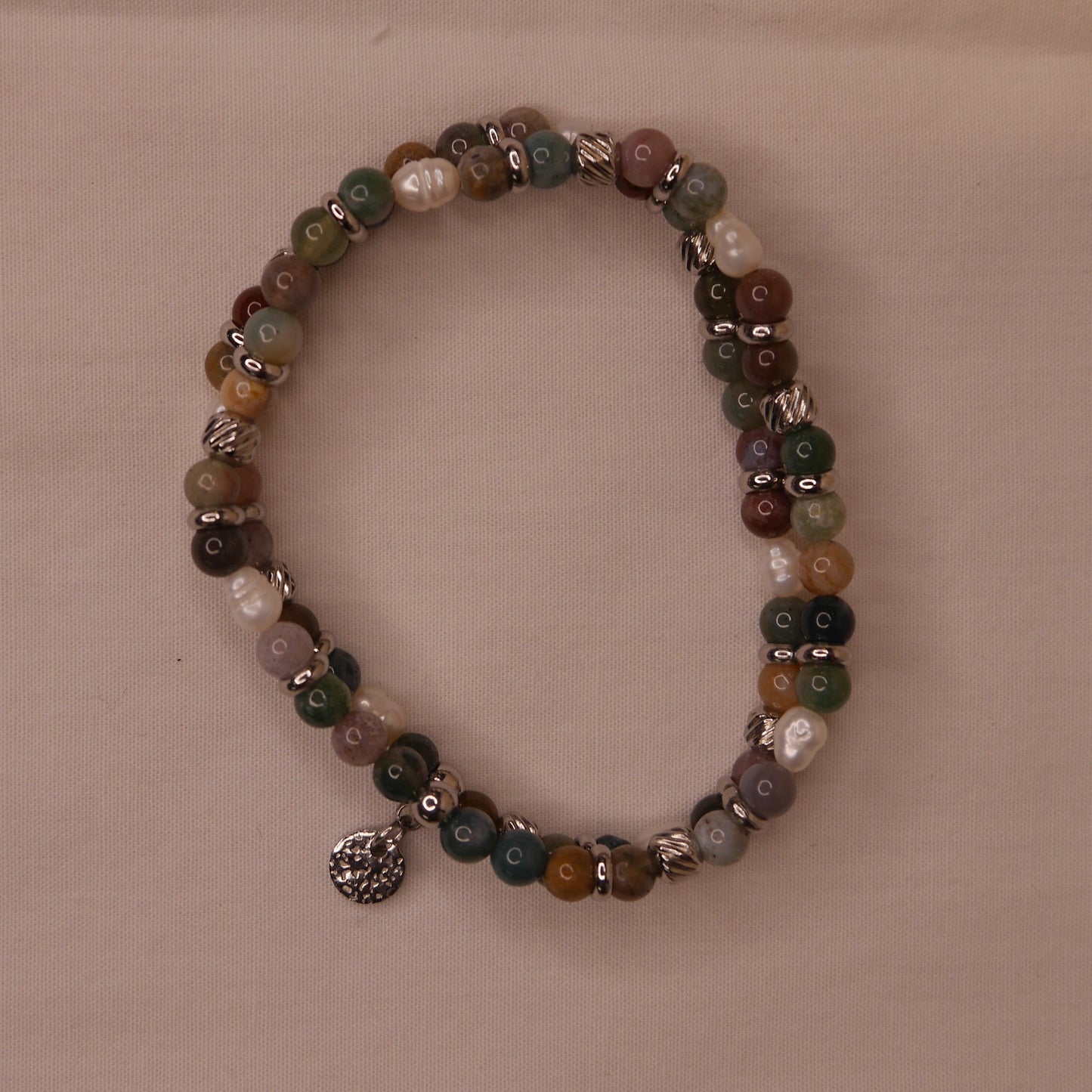 Bracelet double vert et perle